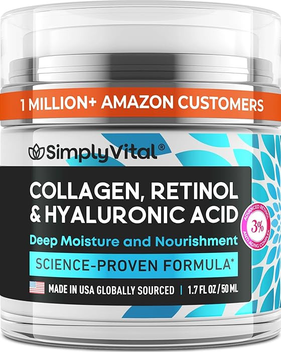 SimplyVital Collagen, Retinol & Hyaluronic Acid Cream - Anti-Aging Face Moisturizer for Face, Fir... | Amazon (US)
