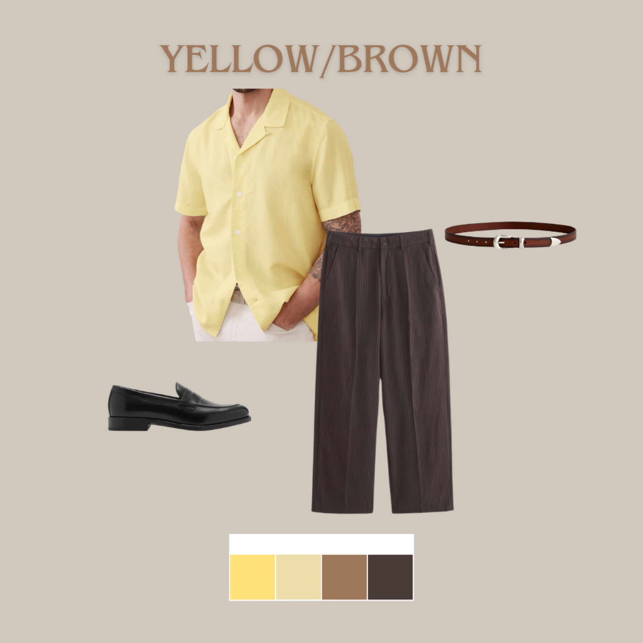 Yellow/Brown Color Combos Outfit #outfit #ltkmen #mensoutfit #springoutfit