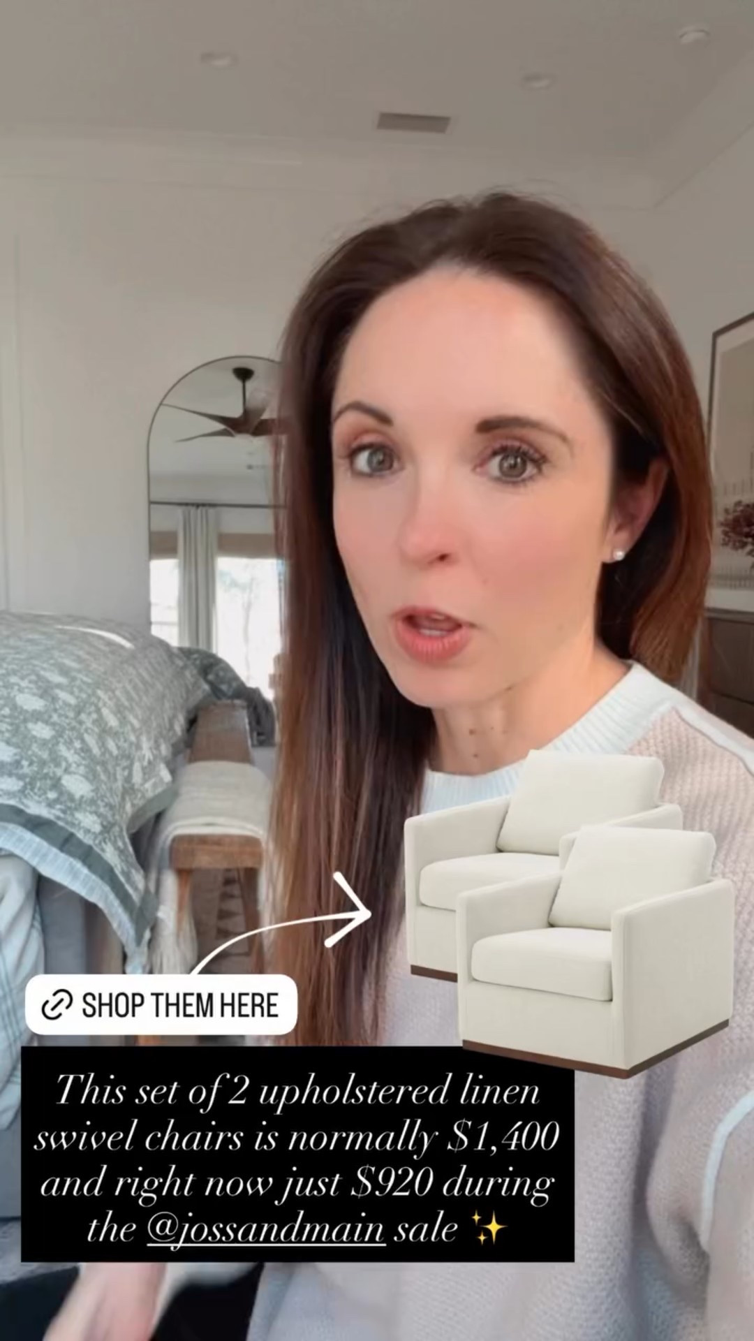 This set of 2 upholstered linen swivel chairs is normally $1,400 and right now just $920 during the @jossandmain sale ✨

#LTKHome #LTKSaleAlert