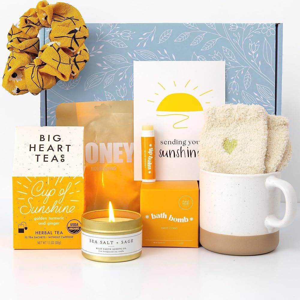 Unboxme Sunshine Gift For Women | Self Care Package with Herbal Tea, Mug, Bath Bomb, Candle, Fluf... | Amazon (US)