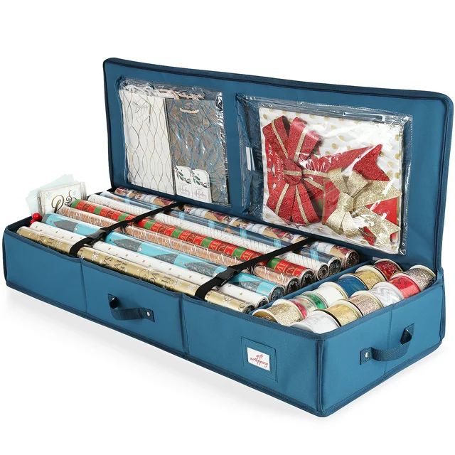 Hearth & Harbor Wrapping Paper Storage Container, Christmas Storage Bag with Interior Pockets - F... | Walmart (US)