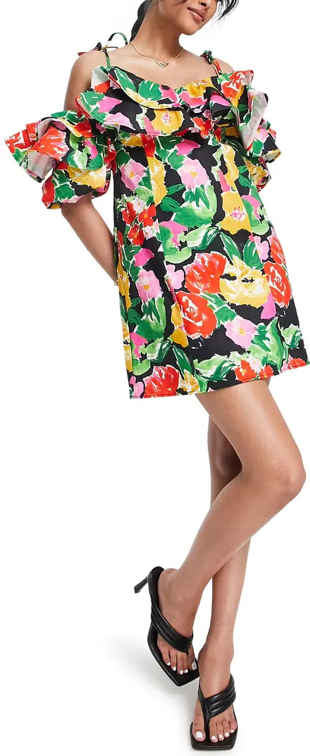 Topshop Floral Ruffle Cotton Minidress | Nordstrom | Nordstrom