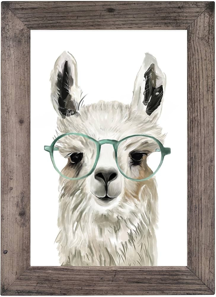 Llama with Glasses Wall Art Decor Framed Poster | Cute Farmhouse Decorations | 12 x 18 Premium (C... | Amazon (US)