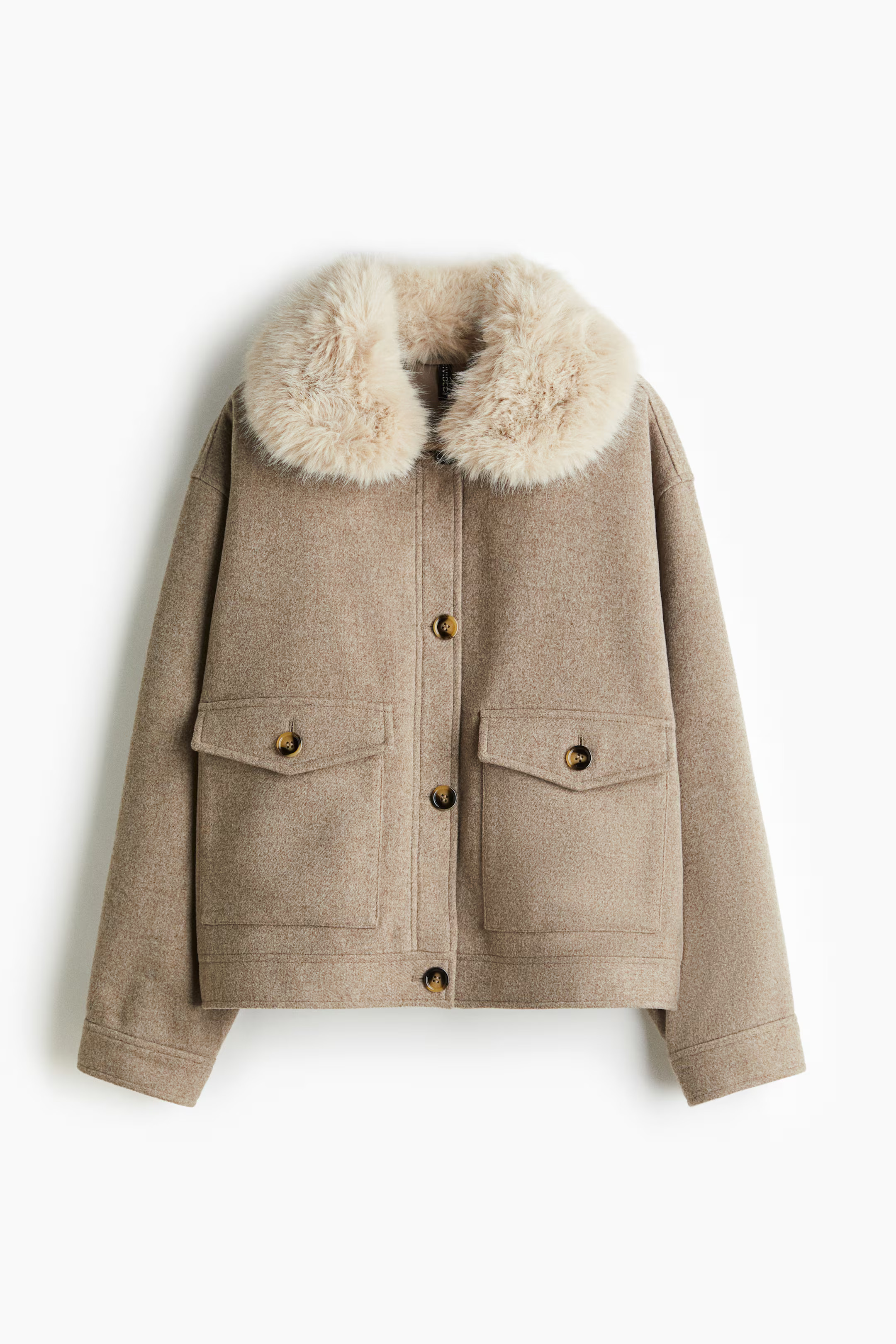 Twill Jacket with Fluffy Collar | H&M (US + CA)