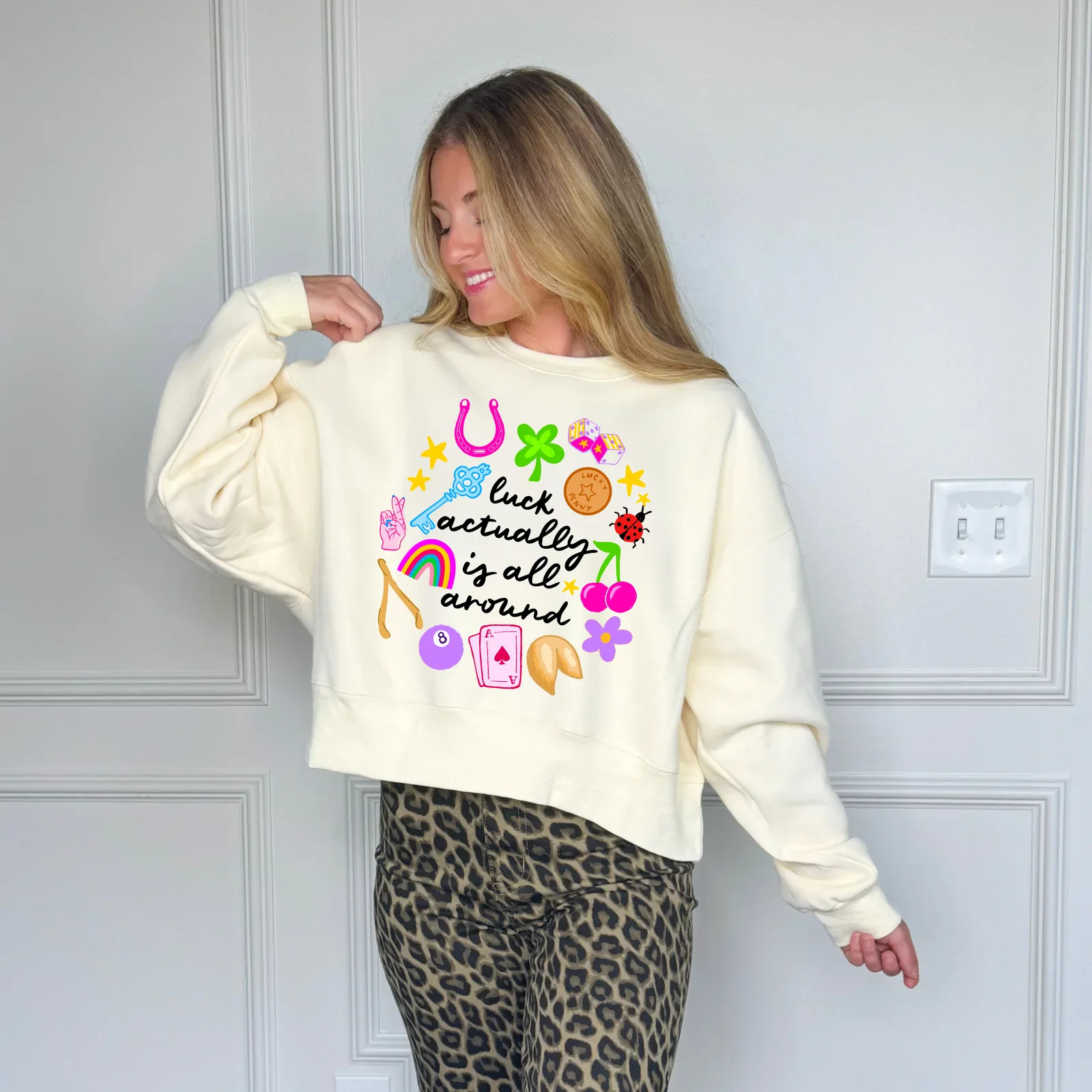 Luck Actually is All Around Crop Sweatshirt | Poppy & Pine
