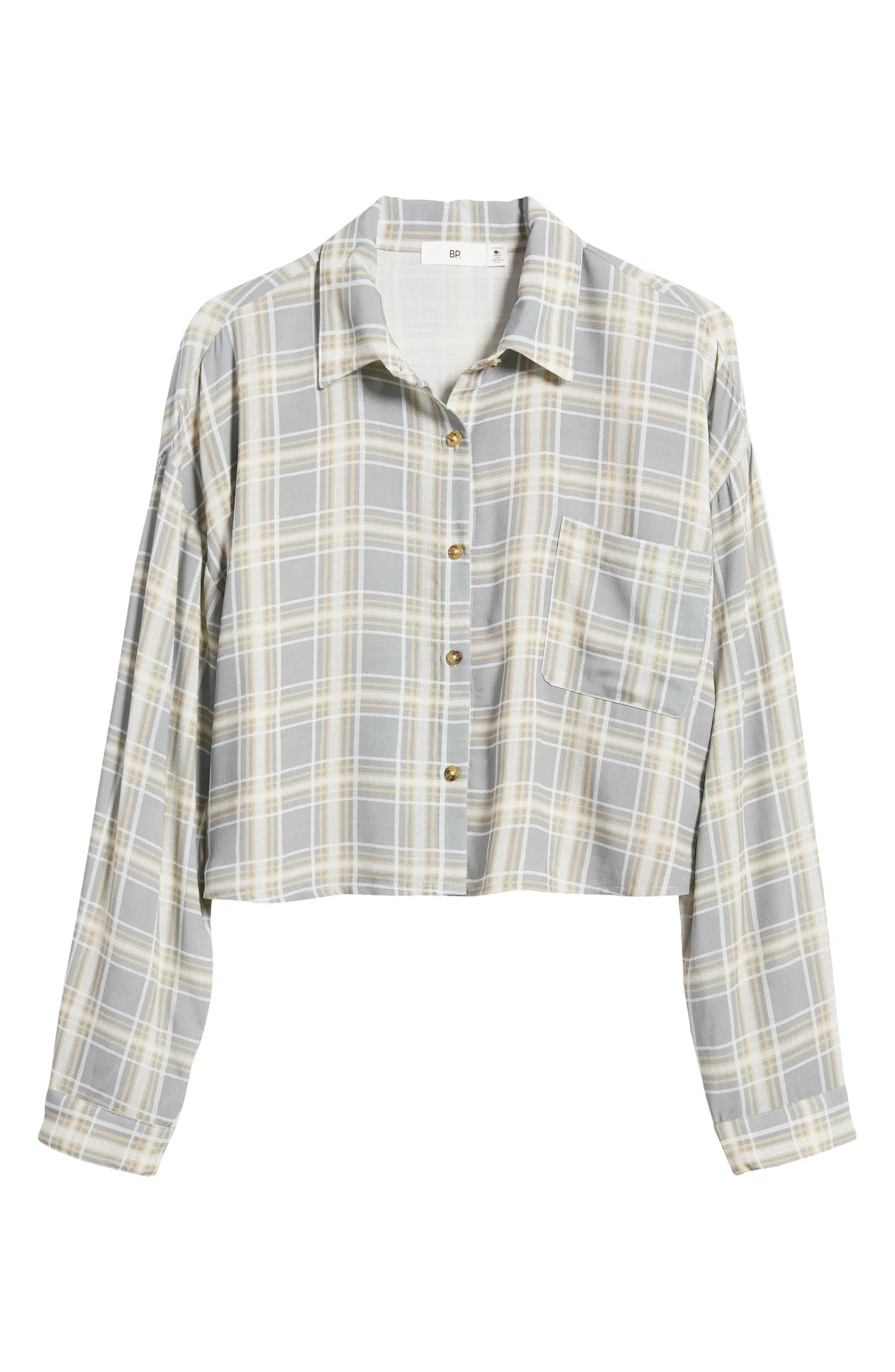 Plaid Crop Button-Up Shirt | Nordstrom