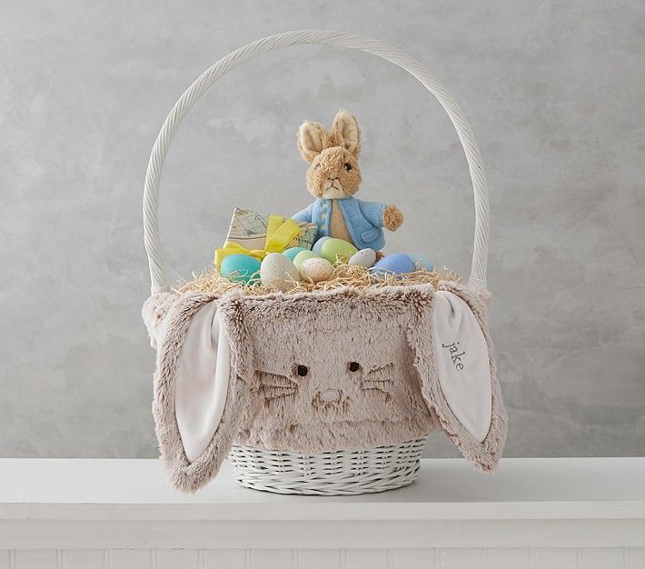 Long Ear Fur Bunny Easter Basket Liners | Pottery Barn Kids