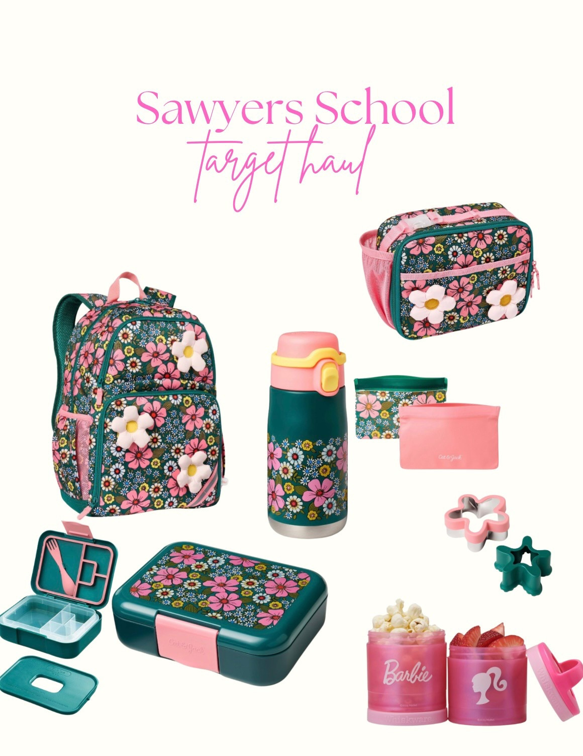Sawyer’s Target back-to-school haul is here! 🌸🎀 Obsessed with this adorable floral collection — everything coordinates so perfectly! 🎒

Here’s what we grabbed:
🌼 Floral backpack with daisy appliqués
🌼 Matching floral lunchbox & bento lunch container
🌼 Floral stainless water bottle
🌼 Reusable snack & sandwich bags
🌼 Mini flower + star sandwich + fruit cutters
🌼 Barbie snack containers for fun lunches

Everything is from Target and SO fun for preschool, kindergarten, or elementary! I linked it all on my LTK so you can shop it too 💕

#TargetBackToSchool #LTKBackToSchool #FloralBackpack #TargetHaul #GirlMomMustHaves #BackToSchoolShopping #LTKKids

#LTKStyleTip #LTKSeasonal #LTKKids