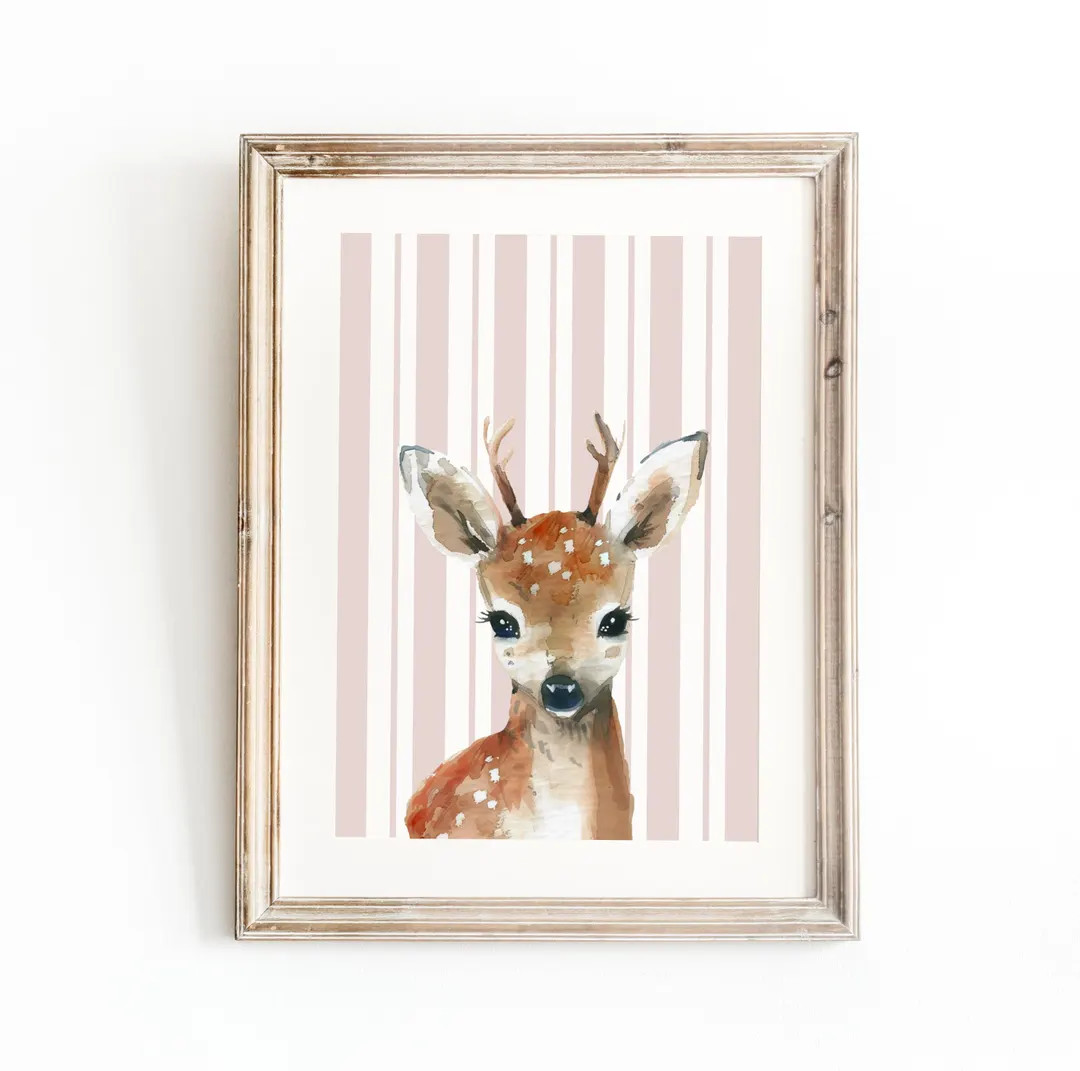 Deer Nursery Print, Cute Deer Print, Deer Printable, Deer Art Print, Woodland Nursery Girl, Girls... | Etsy (US)