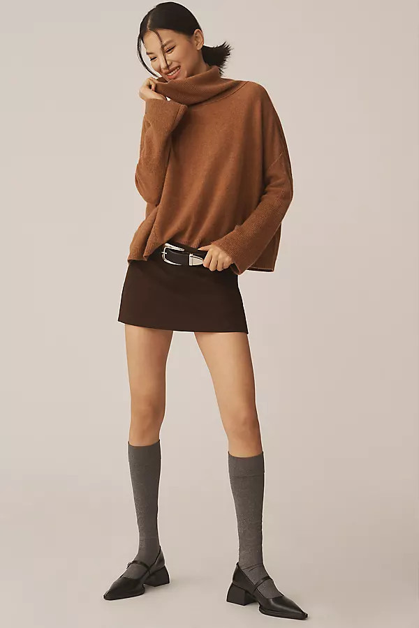 Cashmere Wide-Sleeve Scrunched Turtleneck Sweater | Anthropologie (US)