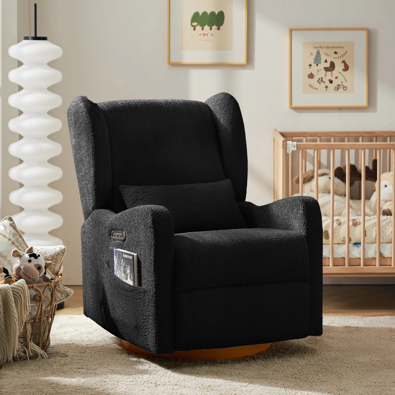 Ceandra 29.5"W Modern Nursery Swivel Glider Power Recliner with Built-In Nightlight | Wayfair North America