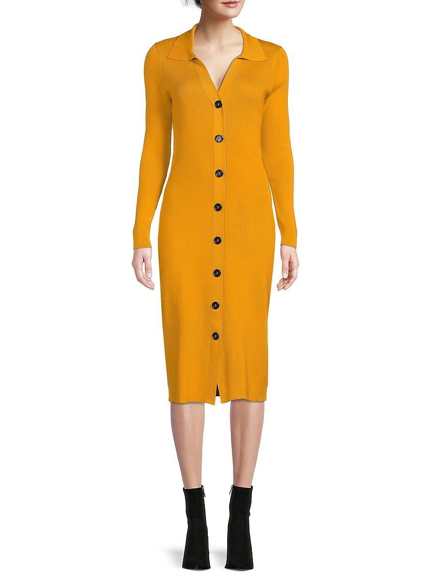 Karl Lagerfeld Paris Women's Ribbed Midi Sweater Dress - Golden Yellow - Size S | Saks Fifth Avenue OFF 5TH (Pmt risk)