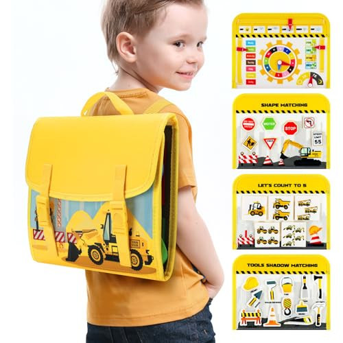 Cokouchyi Toddler Busy Board Backpack Travel, Montessori Toys for 1-4 Year Old Toddlers, First Birthday Gifts for Toddler Girl Age 1-4, Learning Educational Sensory Busy Book for Travel, Truck Cars | Amazon (US)