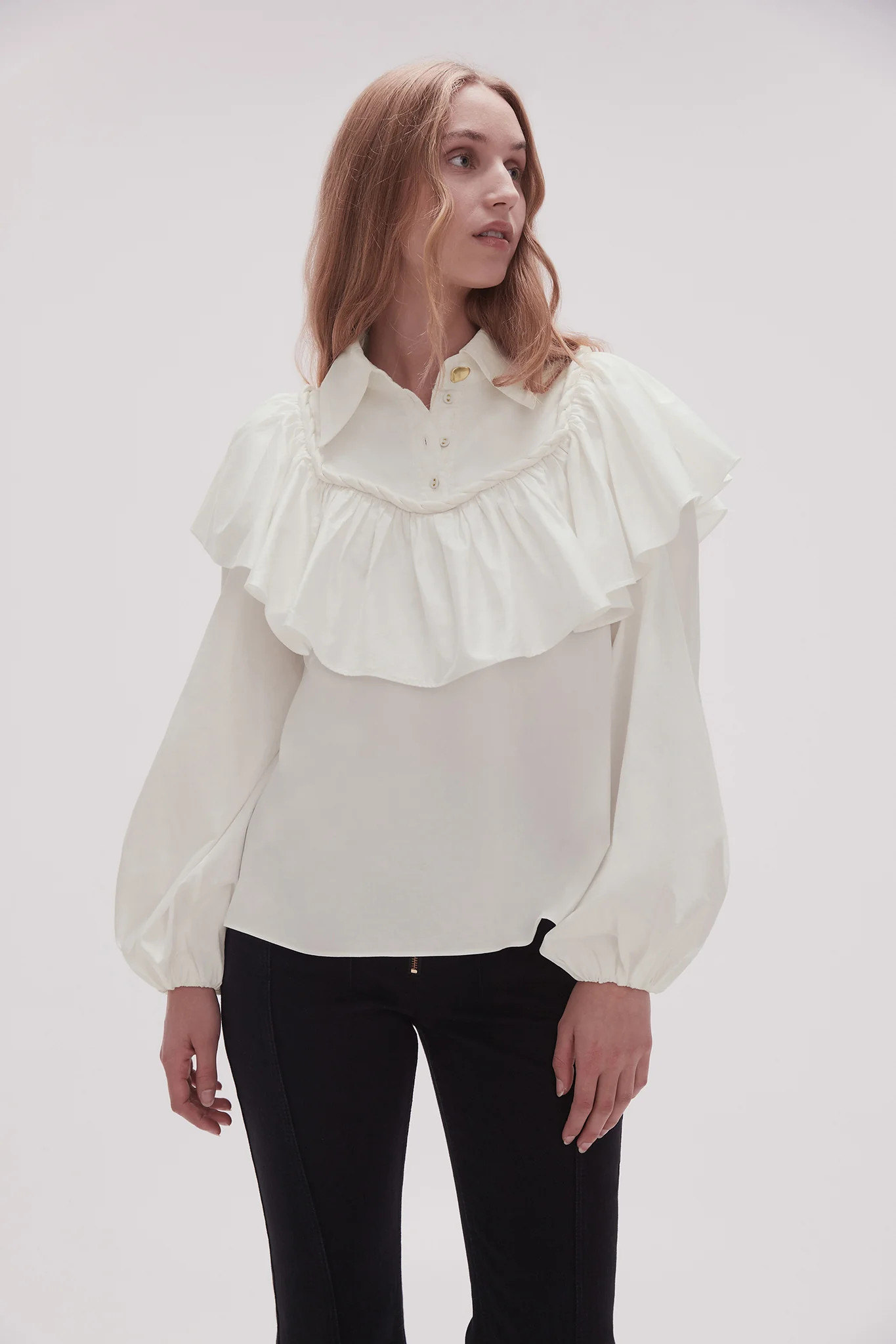 Anne Twisted Flounce Blouse | aje. (US, UK, Europe, ROW)