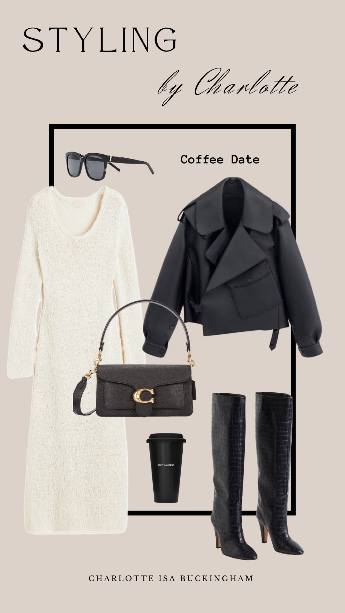 Coffee Date inspo #coach #hm #ysl #boots #knitdress #coffeedate 

#LTKeurope #LTKstyletip #LTKitbag
