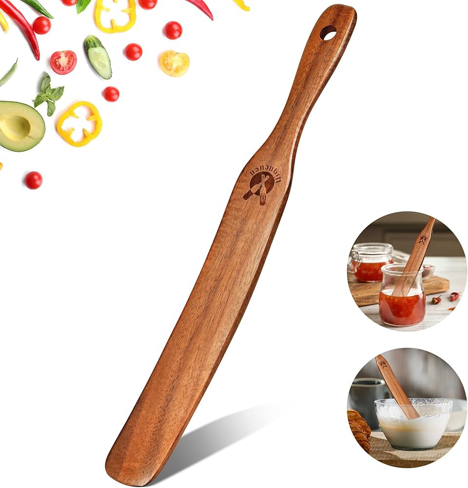 Skinny Spurtle for Sourdough Starter, Mixing, Reaching Bottom of Jar, Dough Whisk, Natural from H... | Amazon (US)