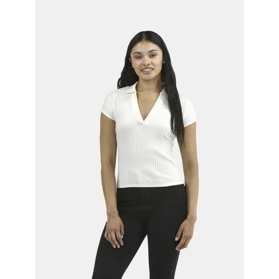 Women's No Boundaries Johnny Collar Polo Shirt, Sizes XXS - XXL | Walmart (US)