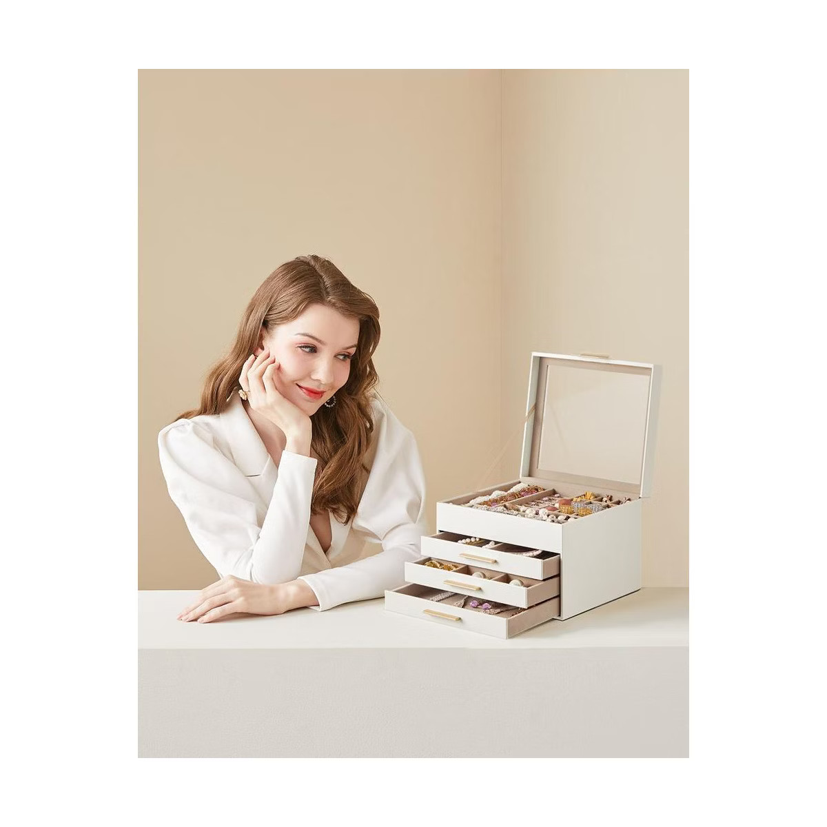 SONGMICS Jewelry Box with Glass Lid, 4-Layer Jewelry Organizer, 3 Drawers, for Big and Small Jewe... | Target