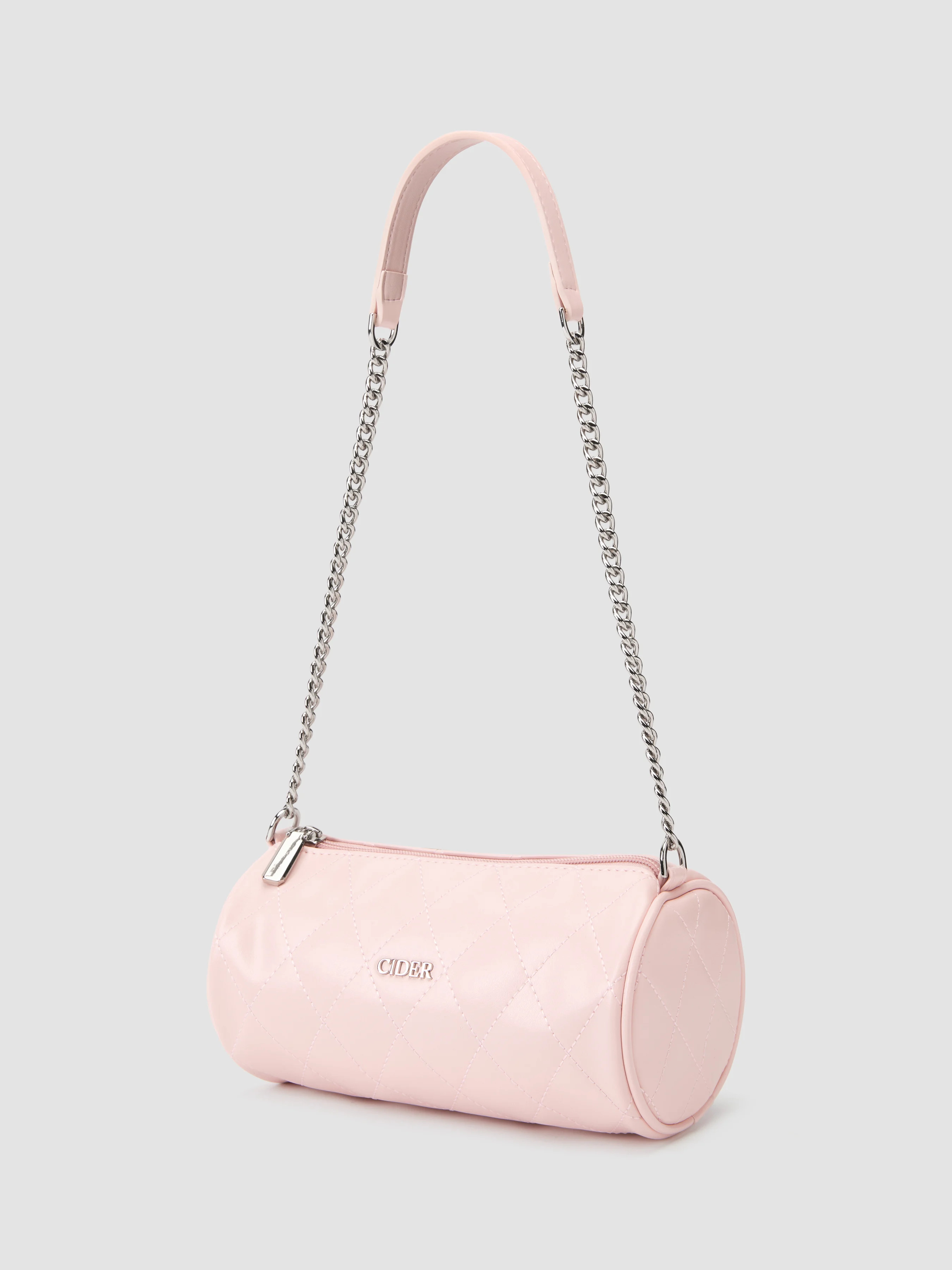 Faux Leather QUILTED CYLINDRICAL SHOULDER BAG For Coffee Shop Work | Cider