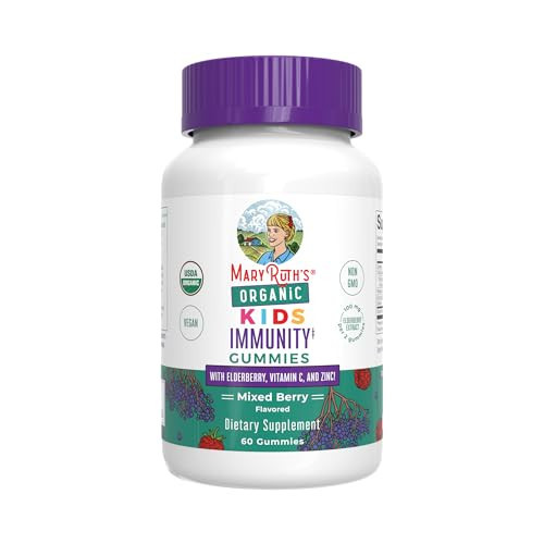 MaryRuth Organics Kids Immune Support Gummies | USDA Organic | Vitamin C, Zinc, and Elderberry Gummies for Kids| Immune Support for Ages 4+ | Vegan | Non-GMO | Gluten Free | 60 Count | Amazon (US)