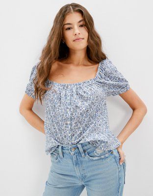 AE Puff-Sleeve Shirt | American Eagle Outfitters (US & CA)
