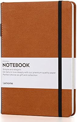 Thick Classic Notebook with Pen Loop - Lemome A5 Wide Ruled Hardcover Writing Notebook with Pocke... | Amazon (US)