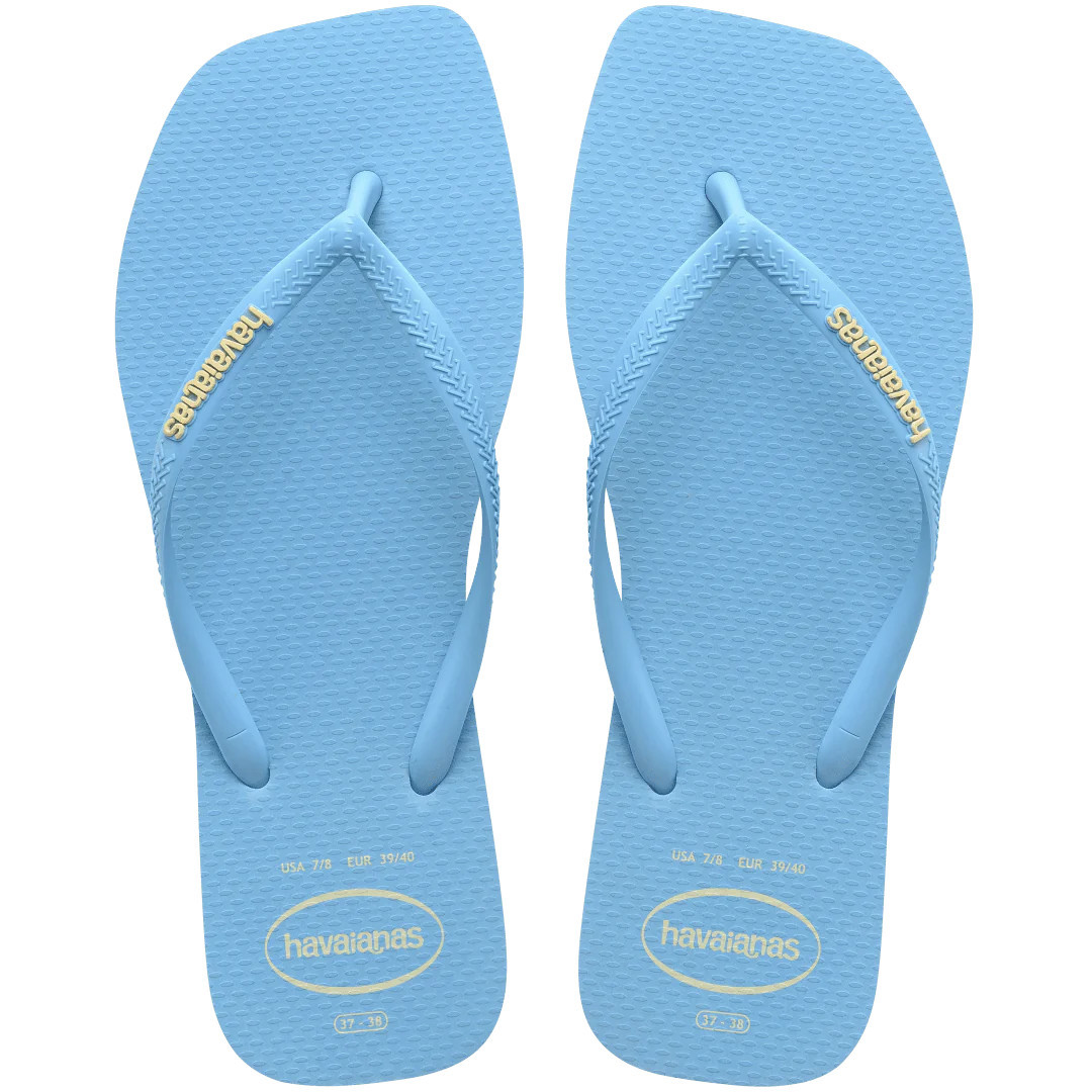 Havaianas Women's Slim Square Logo Pop Up Flip Flops | Lavender Blue | Size 9/10 | Havaianas