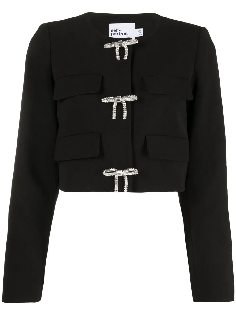 Self-Portrait Cropped bow-detail Jacket - Farfetch | Farfetch Global