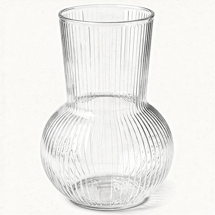 Vase Ribbed Glass Vases 17 cm 6.6 Inch Flowers Ledoir, Vases for Flowers Roses, Bud Daffodils Peo... | Amazon (UK)