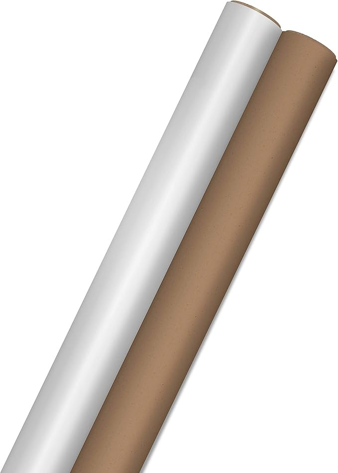 Hallmark Bulk Kraft Wrapping Paper with Cut Lines (2 Rolls: 160 sq. ft. ttl) White and Brown for ... | Amazon (US)