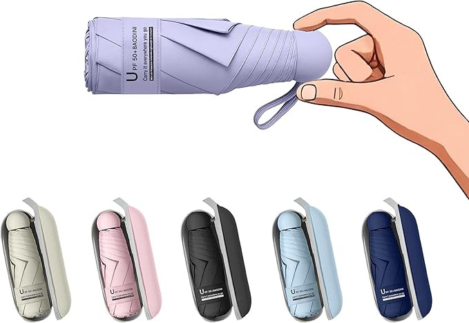 BAODINI Travel Mini Umbrella for Purse With Case Small Compact UV Sun Protection Sun Lightweight ... | Amazon (US)
