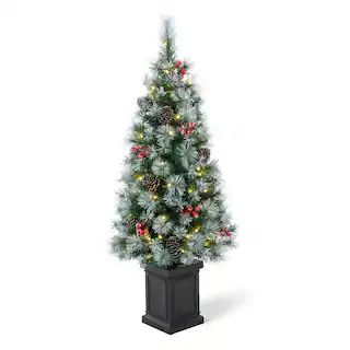 Glitzhome® 4ft. Pre-Lit Pine Artificial Christmas Porch Tree, Warm White LED Lights | Michaels Stores