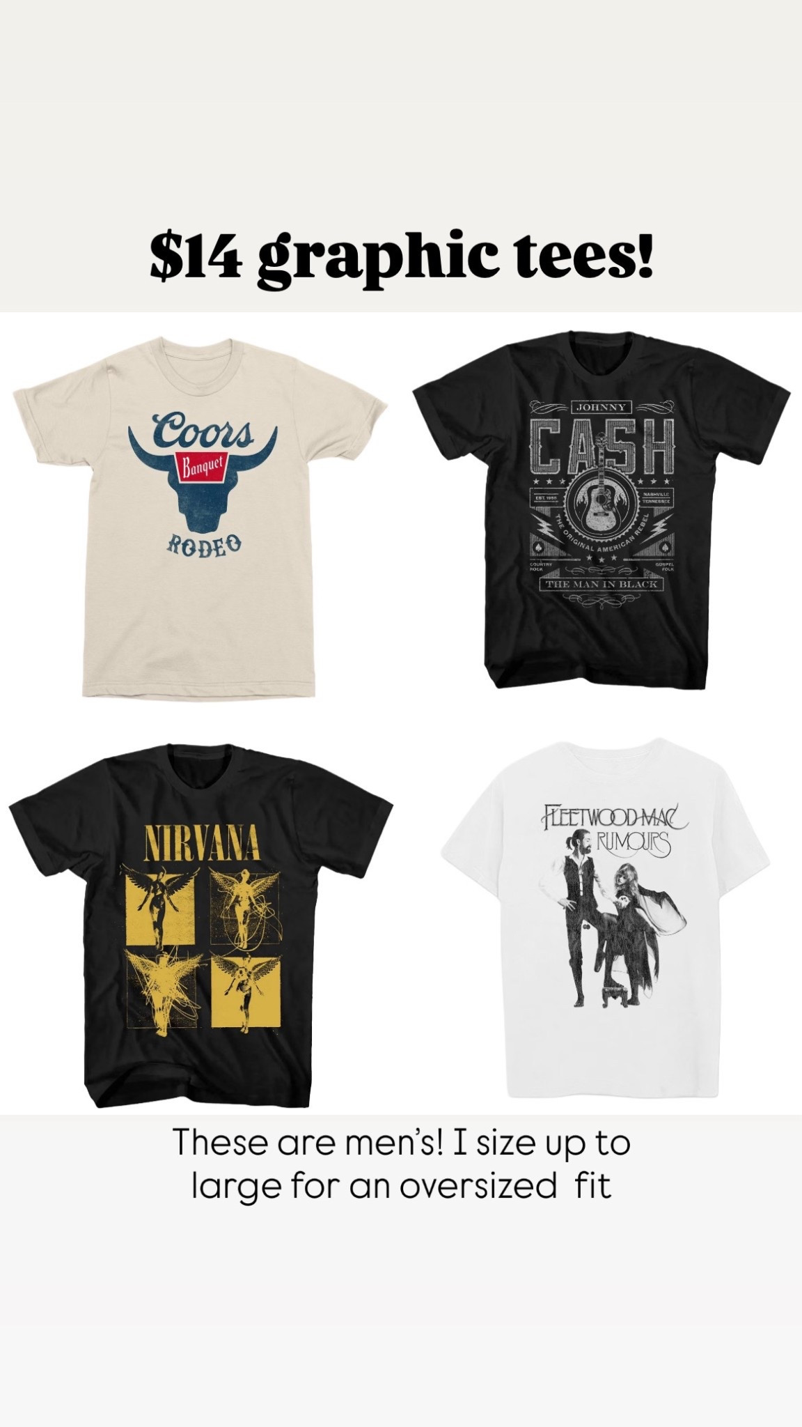 Men’s graphic tees but also make great oversized tees for her! Super affordable 

#LTKFindsUnder50 #LTKMens #LTKGiftGuide