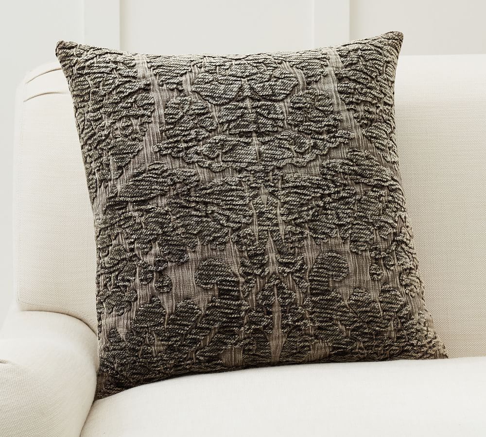 Isabella Chenille Jacquard Pillow Cover, 20 x 20"", Forest Green | Pottery Barn (US)