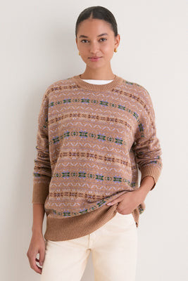 Camel Fair Isle Wool Verbier Crewneck | Tuckernuck (US)