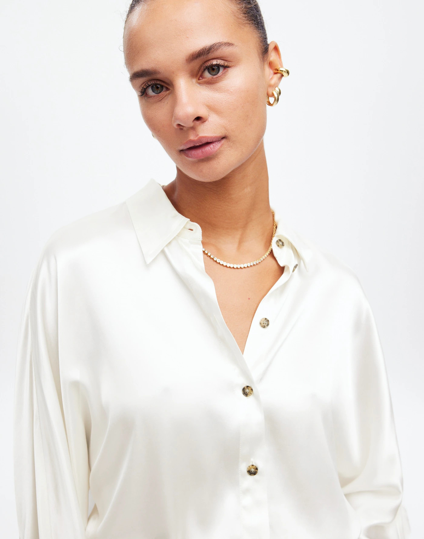 Relaxed Dolman Button-Up Shirt in Satin | Madewell