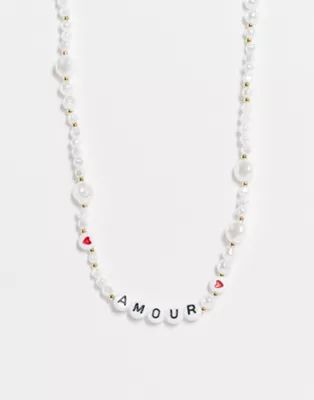 Liars & Lovers Amour mixed pearl and bead chain necklace in gold | ASOS (Global)