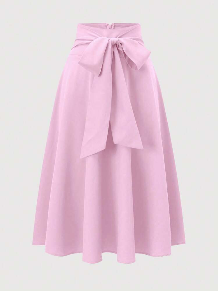 RosyDaze Women Elegant Commuter Solid Color Lace-Up Skirt | SHEIN
