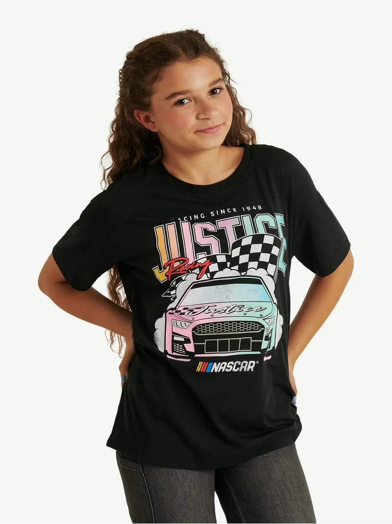 Justice Girl's NASCAR X Justice Collab Oversized Tee, Sizes XS - XLP | Walmart (US)