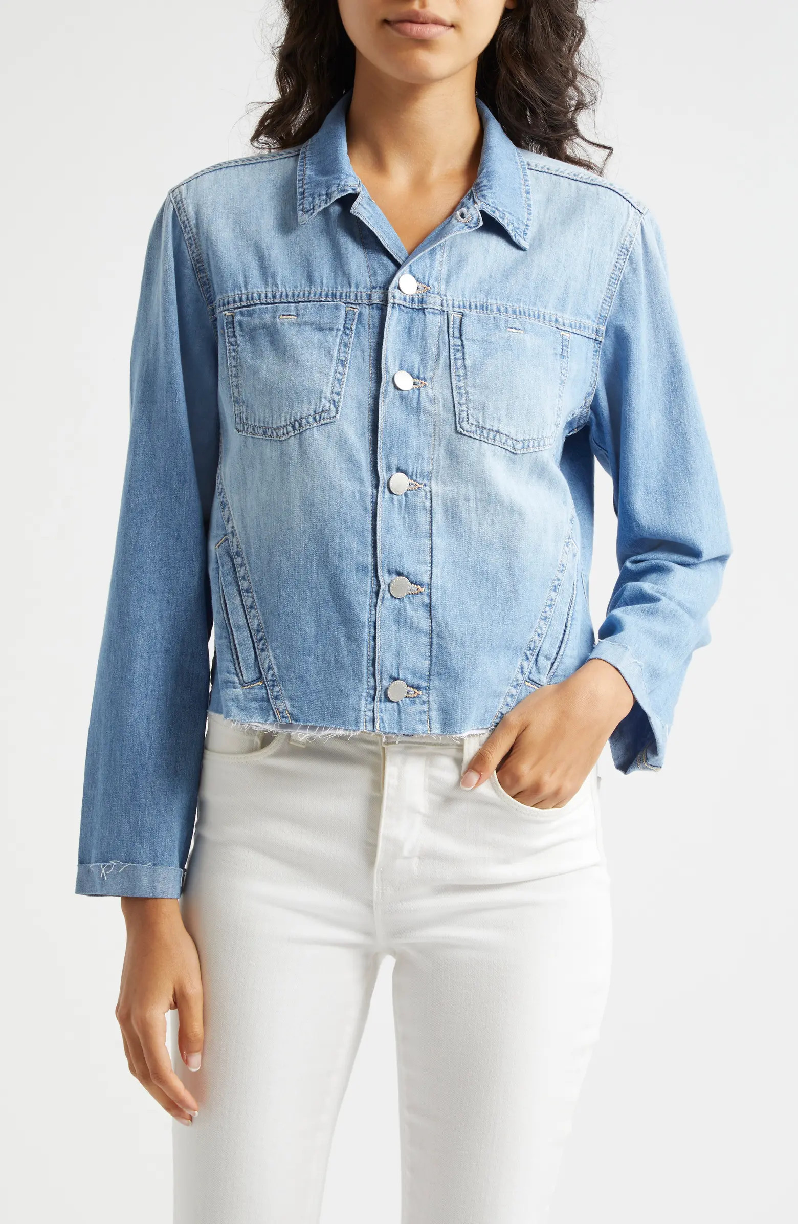Janelle Raw Hem Cotton Denim Jacket | Nordstrom