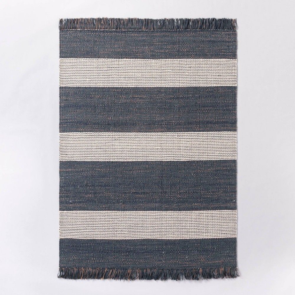 5'x7' Highland Hand Woven Striped Jute/Wool Area Rug Blue - Threshold designed with Studio McGee | Target