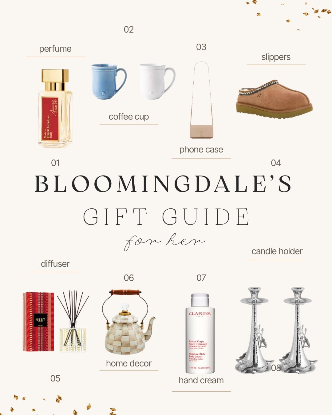BLOOMINGDALE’S GIFT GUIDE FOR HER ✨
Holiday gifts for moms, sisters, teachers, besties & luxe lovers. perfume gifts, cozy slippers, coffee mugs, designer phone case, diffuser sets, home décor finds, candle holders & winter hand cream 🎁💝

Shop holiday best-sellers, luxury gifts she’ll actually use, and Bloomingdale’s top women’s gifts for Christmas 2024. Perfect LTKGiftGuide · LTKHoliday · LTKSeasonal picks.

High-end, practical, timeless. these always SELL. 💰💰💰


#hostessgift #giftguideforher #bloomingdalesfinds #luxurygiftsforher #holidaygiftideas #cozygifts #slippersseason #perfumeaddict #homescent #holidayhome #ltkholiday #ltkgiftguide #ltkseasonal #ltkfinds #ltkunder100 #ltkbeauty #cozychristmas #womensgifts #giftideas2024 #holidaydeals #christmasshopping

#LTKGiftGuide #LTKHoliday #LTKSeasonal
