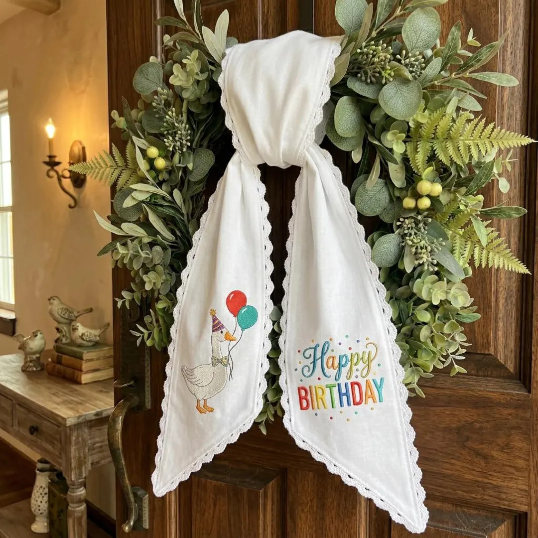 Birthday Door Sash, Happy Birthday Wreath Bow, Goose Party Decor, Front Door Celebration Decor, B... | Etsy (Global)