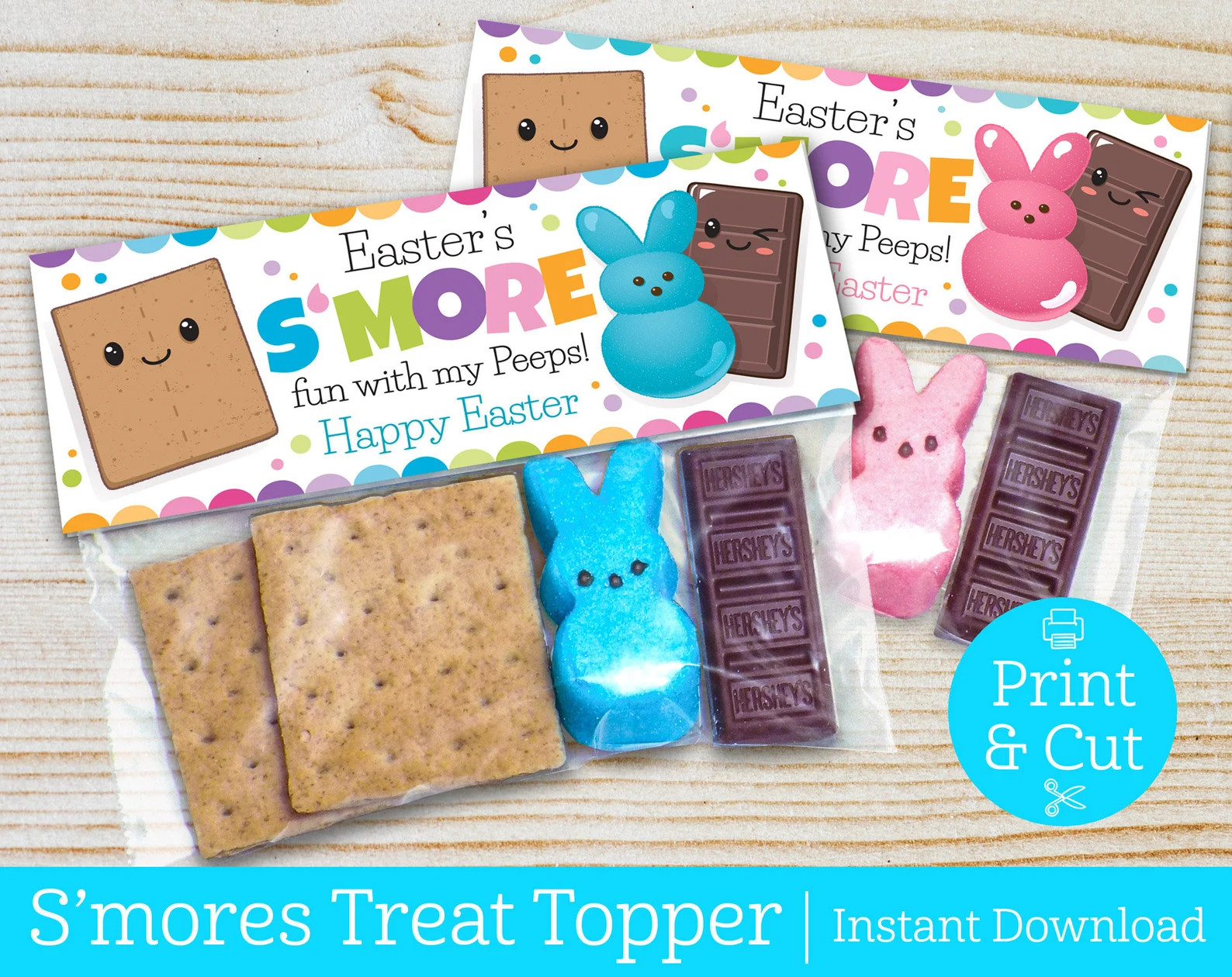 Easter S’mores Bag Toppers, INSTANT EDITABLE DOWNLOAD, Easter Favors, Easter Peeps, Classroom T... | Etsy (US)