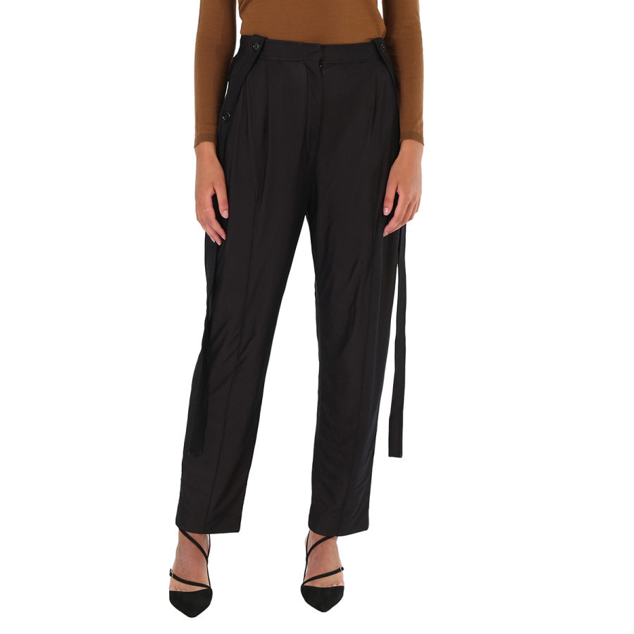 Burberry Black Chiffon And Jersey Tailored Trousers With Strap Detail | Jomashop.com & JomaDeals.com