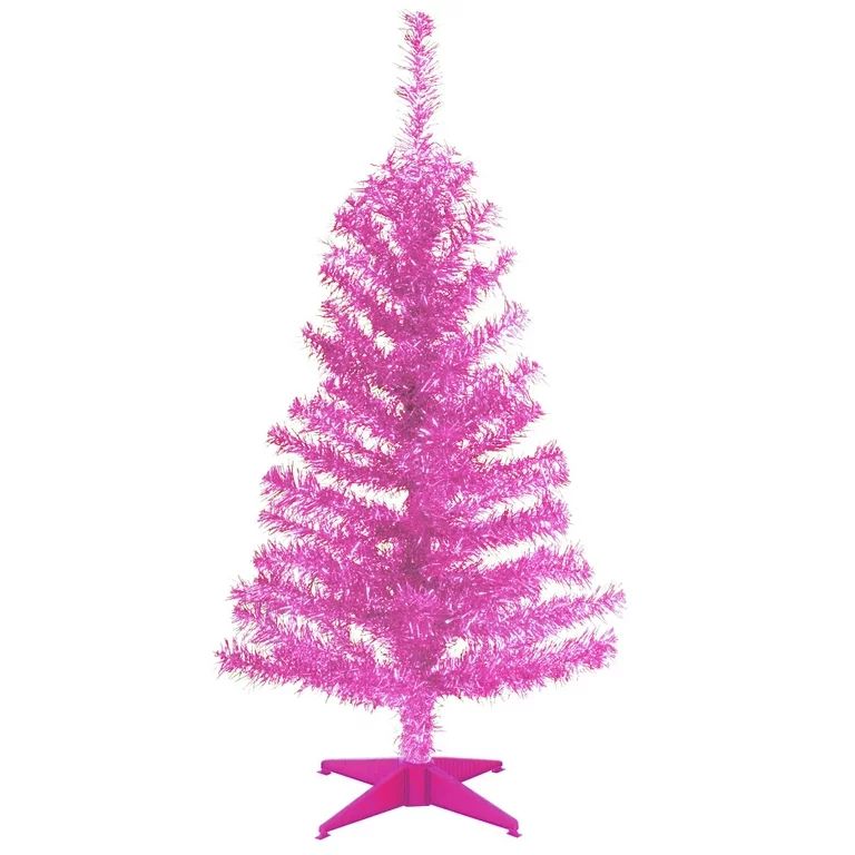 3' Medium Pink Pine Tinsel Artificial Christmas Tree - Unlit | Walmart (US)