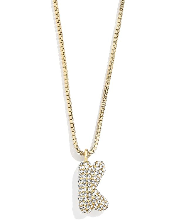 BaubleBar Gwen Mini Bubble Initial Necklace - Gold-Plated Bubble Letter Pendant, 17 Inch Chain wi... | Amazon (US)
