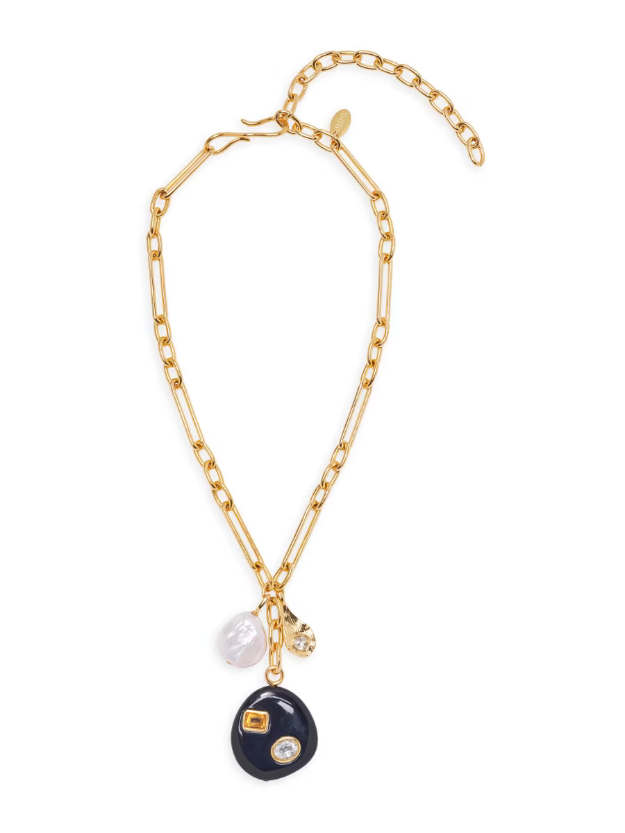 Lizzie Fortunato Composition Goldtone &amp; Multi-Stone Lariat Necklace | Saks Fifth Avenue