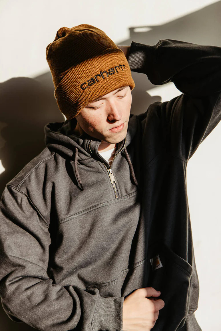 Carhartt Knit Cuff Logo Beanie in Brown | Glik's