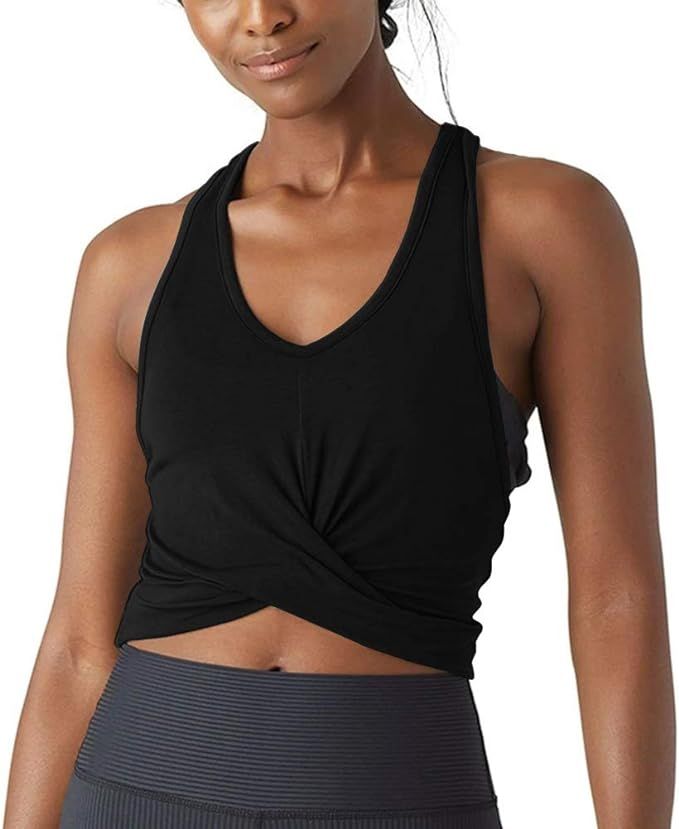 Bestisun Womens Workout Tops Loose Fit Flowy Cropped Tank Tops Athletic Shirts Racerback Crop Top... | Amazon (US)